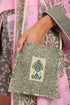 Embroidered small cross body bag in printed cotton